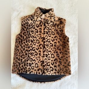 Girls Faux Fur Vest, Animal Print
